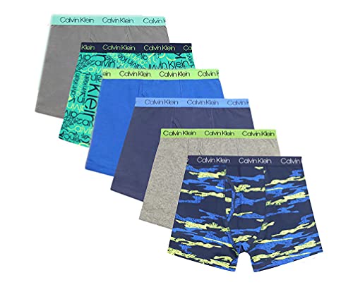 CK Boys Boxer Briefs, 6 Pack, Assorted Colors, L