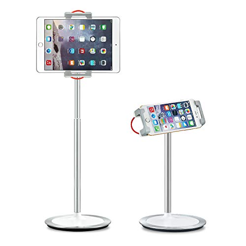 SAIJI Height Adjustable Tablet Stand Holder with 360° Rotation - Silver
