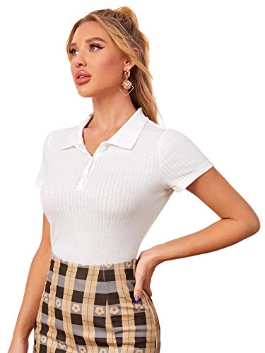 Button Front Ribbed Polo Tee