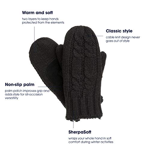Chunky Cable Knit Mittens with Soft Lining