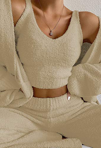 Women's 3-Piece Crop Top, Pants, and Cardigan Set