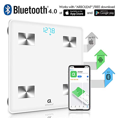 Arboleaf Smart Bathroom Scale - Body Weight, Fat & BMI Monitor