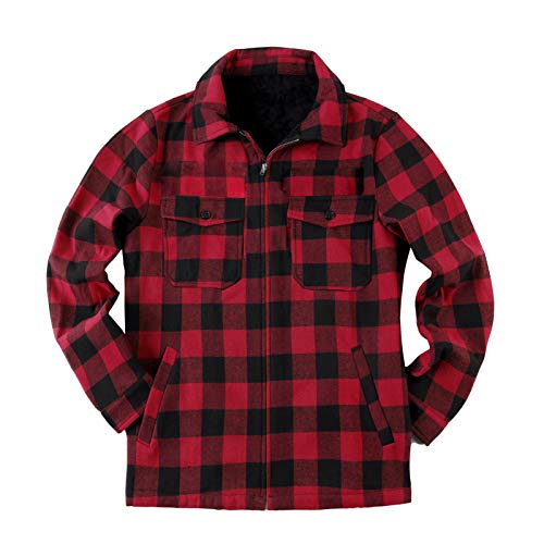 Men's Fleece Buffalo Plaid Jacket, Sherpa Lined