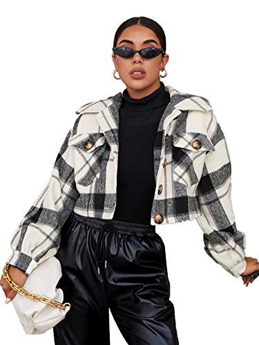 Floerns Buffalo Plaid Crop Jacket Coat.