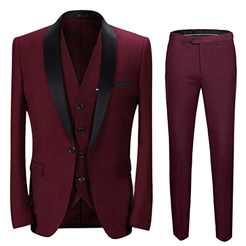 Men's 3 Piece Tuxedo Suit, Claret
