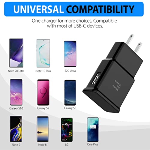 2 Pack Adaptive Fast Charger Type C for Samsung Galaxy and Android Phones