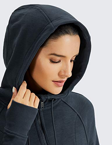 CRZ YOGA Women's Slim Fit Hooded Jacket in Ink Blue