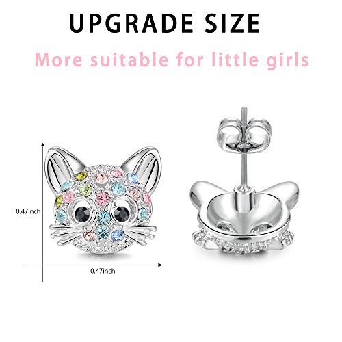 Cute Cat CZ Stud Earrings