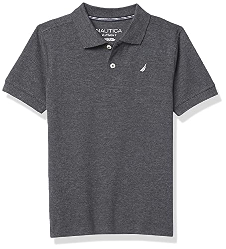 Nautica Boys' Short Sleeve Solid Polo, Coal Heather