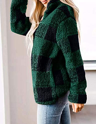 Plaid Sherpa Fleece Zip Sweatshirt