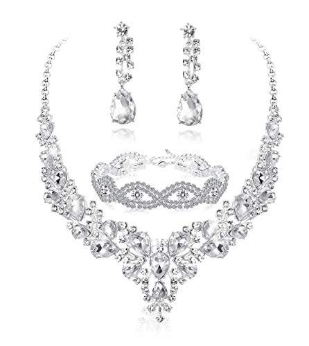 Silver Rhinestone Bridal Jewelry Set