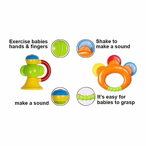 Babies Teethers Toys, 8pcs Grab Shaker Early Educational Gift Set for Newborns and Infants