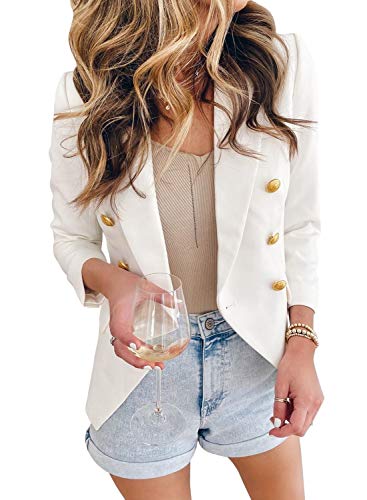 Paitluc Women's White Blazer with Pocket
