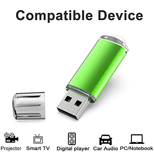 TOPESEL 5 Pack 32GB USB 2.0 Flash Drive Memory Stick Thumb Drives (5 Mixed Colors: Black Blue Green Red Silver)