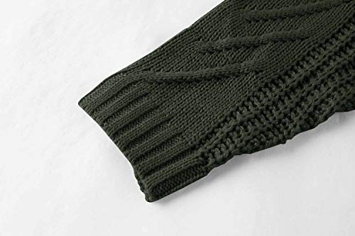 Men's Cable Knit Cardigan in Army Green