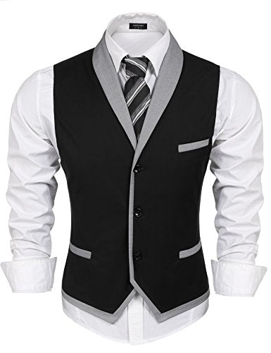 V-Neck Slim Fit Dress Vest for Men
