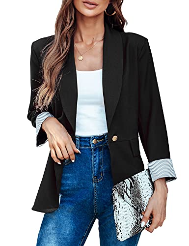 Genhoo Women's Button Blazer Jacket