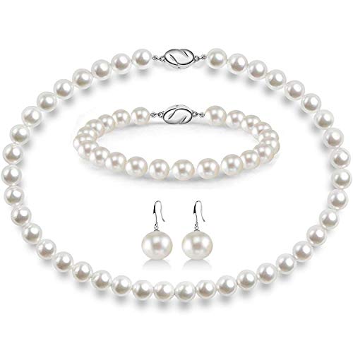 White Shell Pearl Necklace Set (3 Piece)