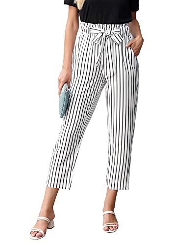 GRACE KARIN Women's Striped Casual Cropped Pants