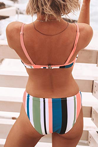 CUPSHE Striped Back Hook Bikini Swimsuit
