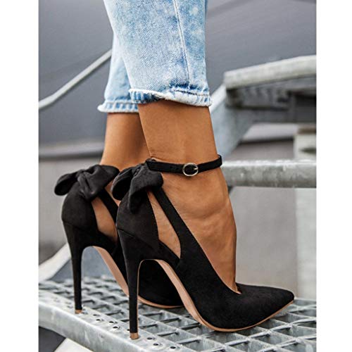 Bowtie High Heel Pumps - Ankle Buckle Strap