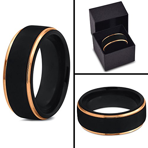 Midnight Rose Tungsten Black brushed Wedding Band