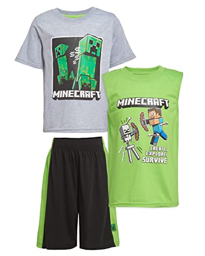 Minecraft Boys' Creepers T-Shirt, Tank Top, and Short Set