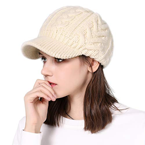 Jeff & Aimy Wool Knitted Visor Beanie Cap