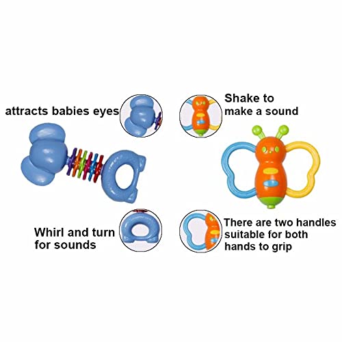 Babies Teethers Toys, 8pcs Grab Shaker Early Educational Gift Set for Newborns and Infants