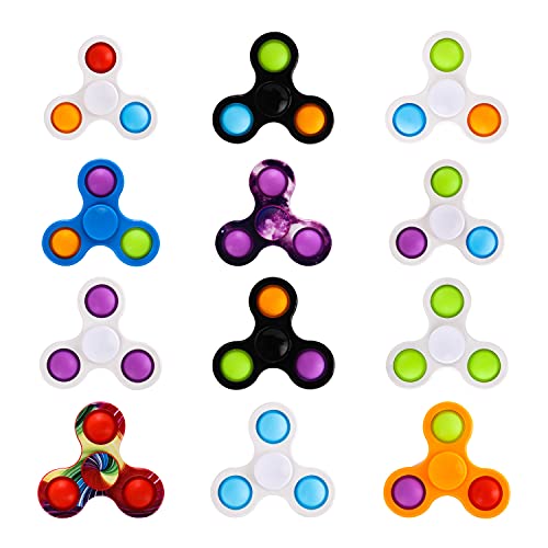 MILESTAR Pop Fidget Spinners, 12-Pack Simple Dimple Sensory Toy Set for Adults