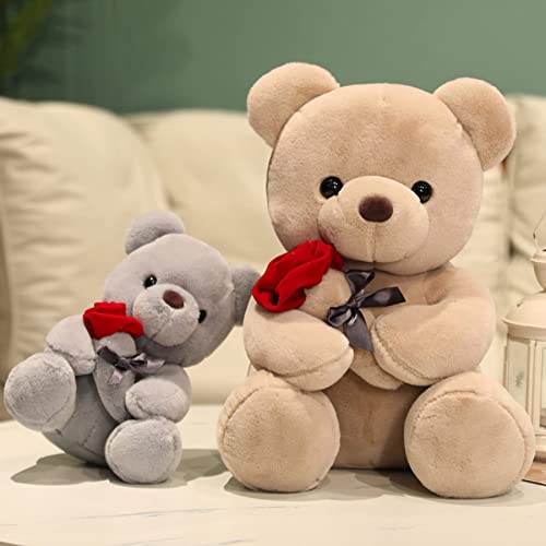 SHAFISH Cute Plush Rose Bear Stuffed Animal Teddy Bear Plush Toy Gift for Children and Girls(Light Brown,23cm/9in)