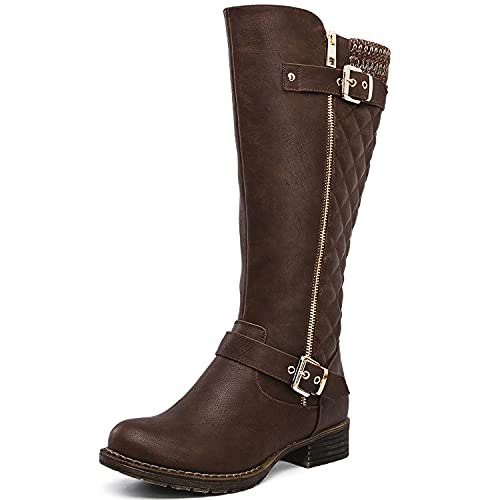 Brown Quilted Riding Boots