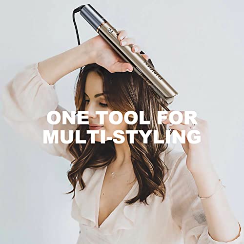 Hair Straightener and Curler 2 in 1, Straightener and Curling Iron in One, Flat Iron Hair Straightener, Flat Irons for African American Hair, Curling Straightening Iron, Round Hair Straightener