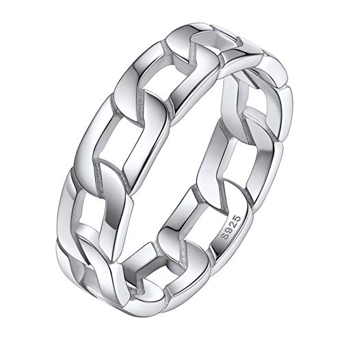 Silvora Sterling Silver Cuban Knot Link Chain Ring