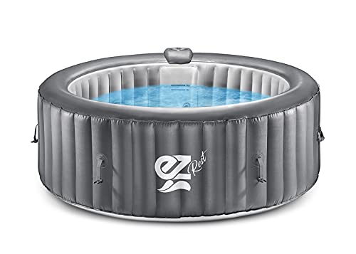 SereneLife Portable Outdoor Hot Tub - Inflatable Spa for 4 People with Bubble Jets, LED Lights and Remote