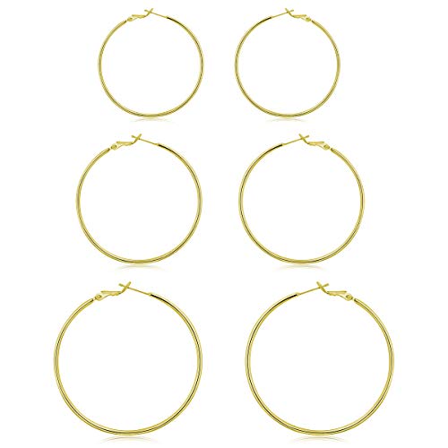 14K Gold Hoop Earrings Set