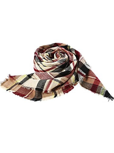 Women's Tassel Plaid Blanket Scarf