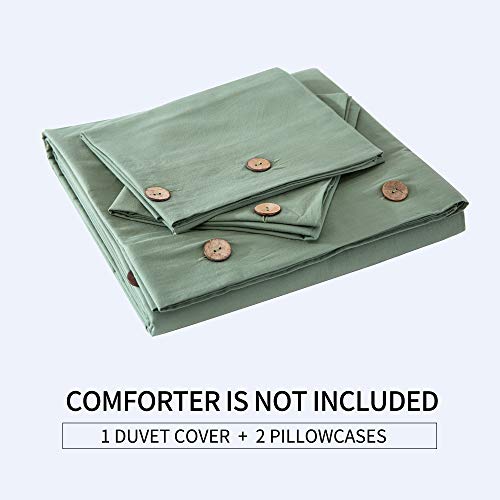 JELLYMONI Green Cotton Duvet Cover Set, Queen Size