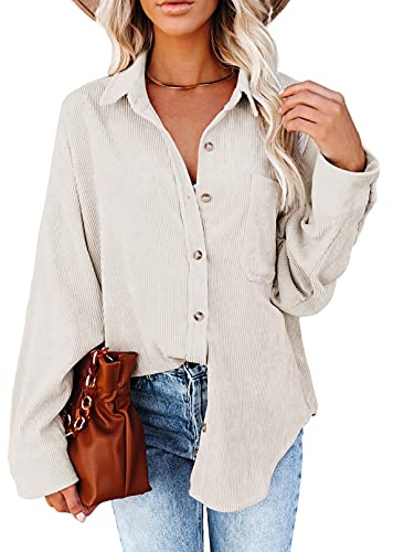 Astylish Womens Corduroy Button Down Blouse