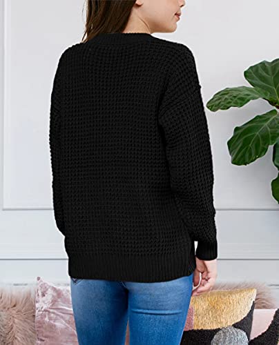 Imily Bela Girls' Black Knit Cardigan with Pockets