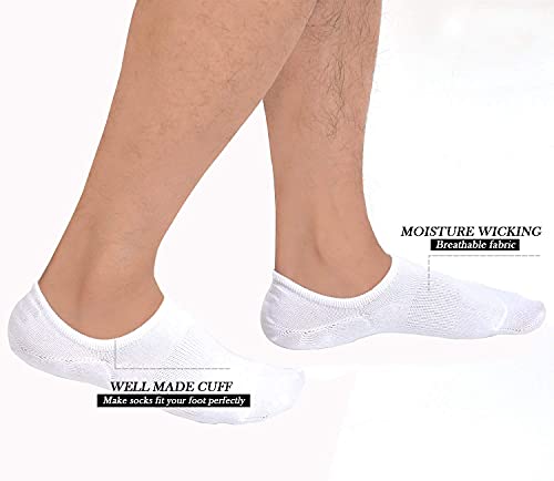 Men's Non-Slip No Show Socks (6 Pairs, Size 10-13)