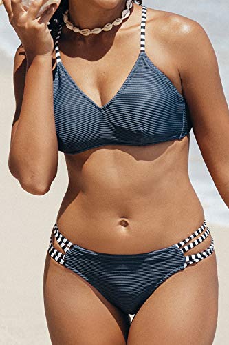 CUPSHE Ribbed Strappy Bikini Set