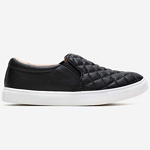 Quilted Slip On Sneakers - Black, Size 7.5