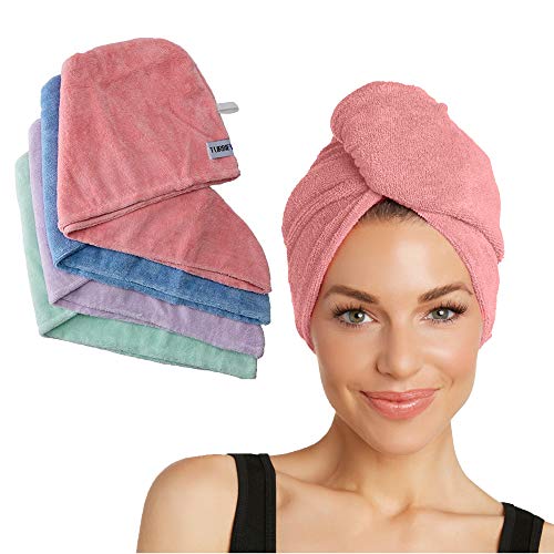 Turbie Twist Microfiber Hair Towel Wrap for Women and Men (4 Pack)