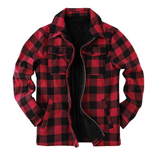 Men's Fleece Buffalo Plaid Jacket, Sherpa Lined
