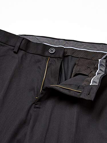 Haggar Men's Classic Fit Flat-Front Hidden Expandable Waistband Premium No Iron Khaki, 44W x 30L - Black