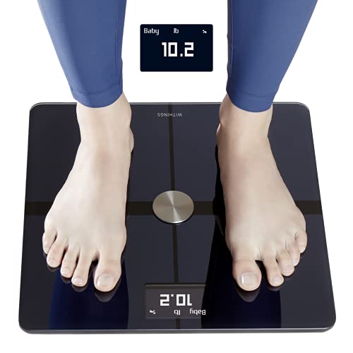 Withings Body+ - Digital Wi-Fi Smart Scale with Automatic Smartphone App Sync, Full Body Composition Including, Body Fat, BMI, Water Percentage, Muscle & Bone Mass, with Pregnancy Tracker & Baby Mode