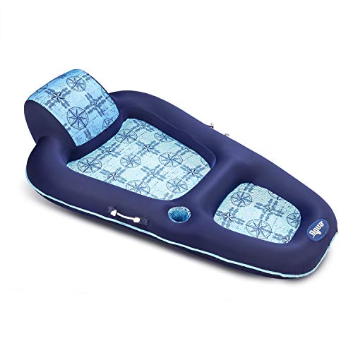 Aqua Luxury Inflatable Pool Float Lounge with Headrest, Backrest & Footrest