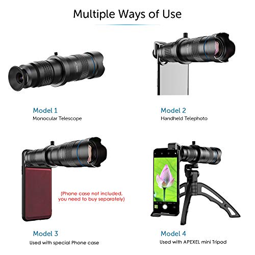 Apexel High Power 36X HD Telephoto Lens with Phone Tripod