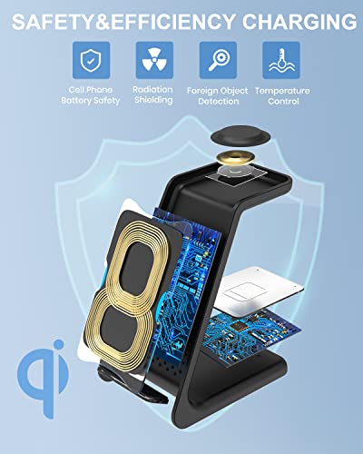Wireless Charger Stand, CIYOYO 3 in 1 Fast Wireless Charging Station Dock for Apple Watch Series